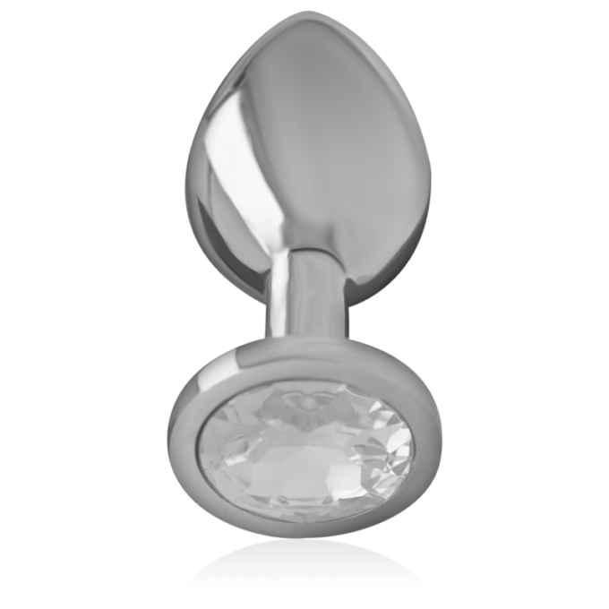 Intense - Aluminum Metal Anal Plug With Silver Crystal Size L
