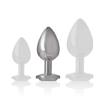 Intense - Aluminum Metal Anal Plug With Silver Crystal Size M