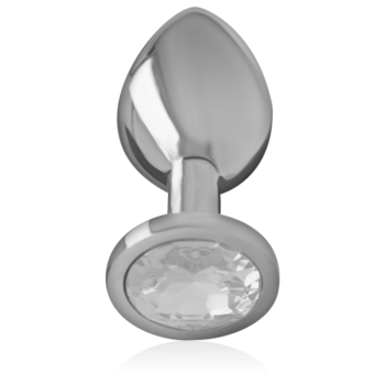 Intense - Aluminum Metal Anal Plug With Silver Crystal Size M