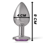 Intense - Aluminum Metal Anal Plug With Violet Crystal Size L