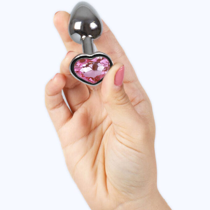 Secretplay - Metal Butt Plug Fuchsia Heart Small Size 7 Cm
