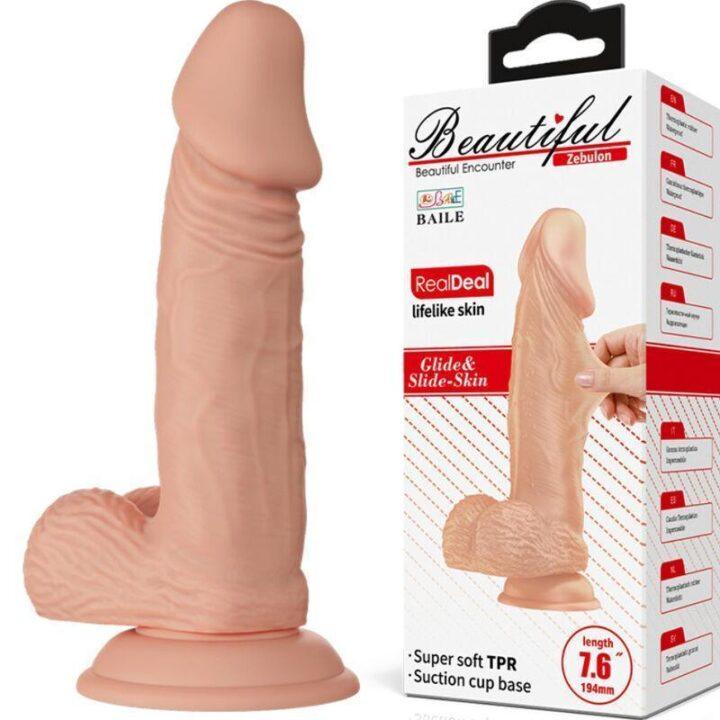 BAILE - ENCONTRO LINDO ZEBULON DILDO FLEXÍVEL REALISTA 19,4 CM NATURAL