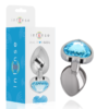 Intense - Aluminum Metal Anal Plug Blue Heart Size L