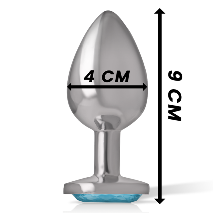 Intense - Aluminum Metal Anal Plug Blue Heart Size L