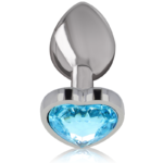 Intense - Aluminum Metal Anal Plug Blue Heart Size M