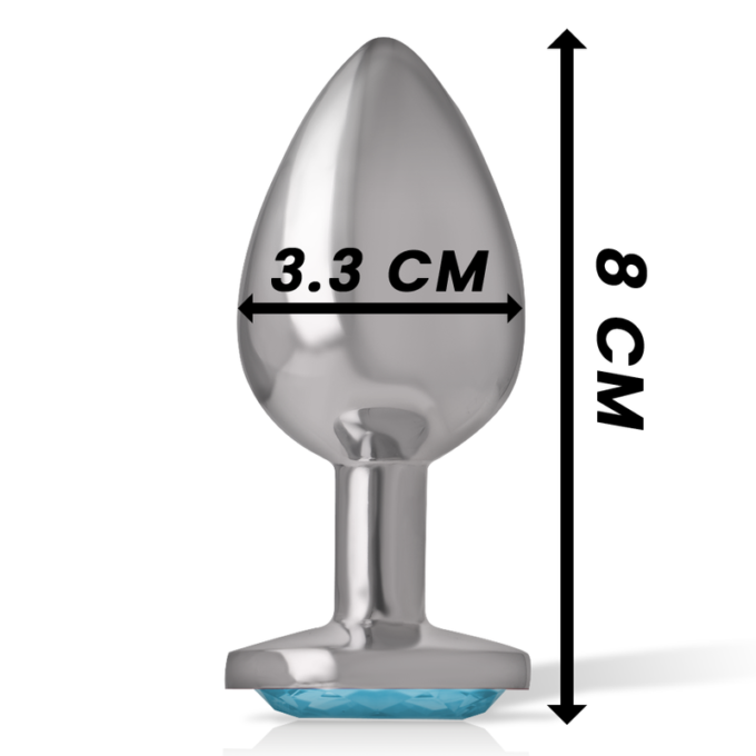 Intense - Aluminum Metal Anal Plug Blue Heart Size M