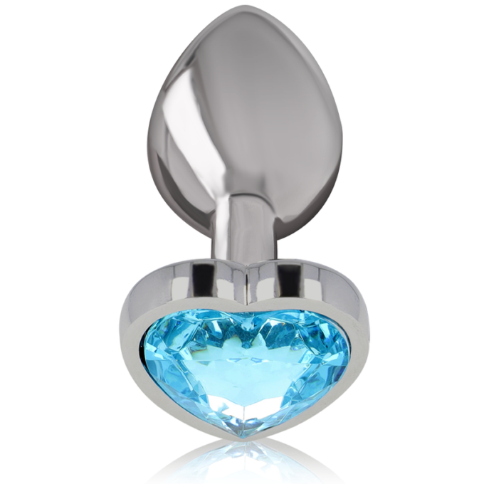 Intense - Aluminum Metal Anal Plug Blue Heart Size S