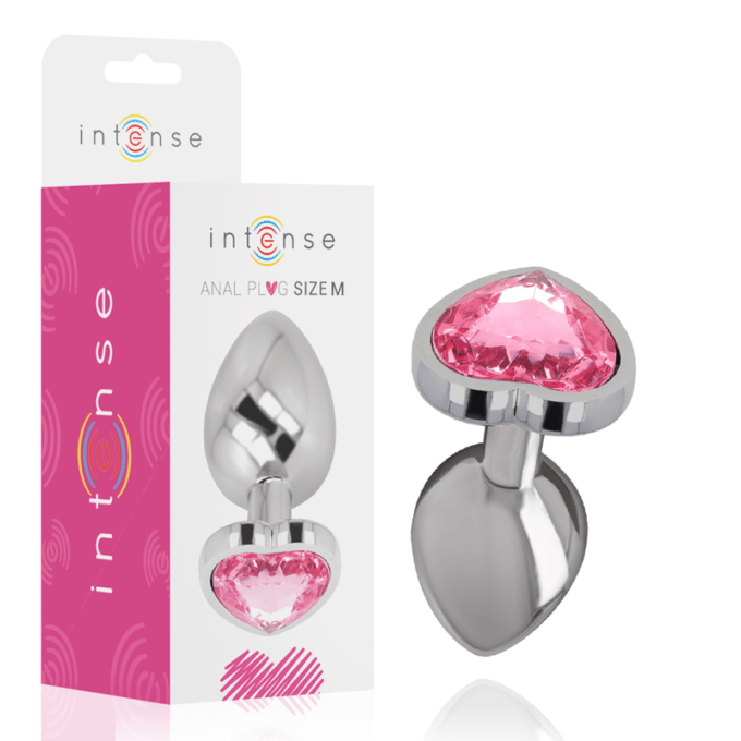 Intense - Aluminum Metal Anal Plug Pink Heart Size M