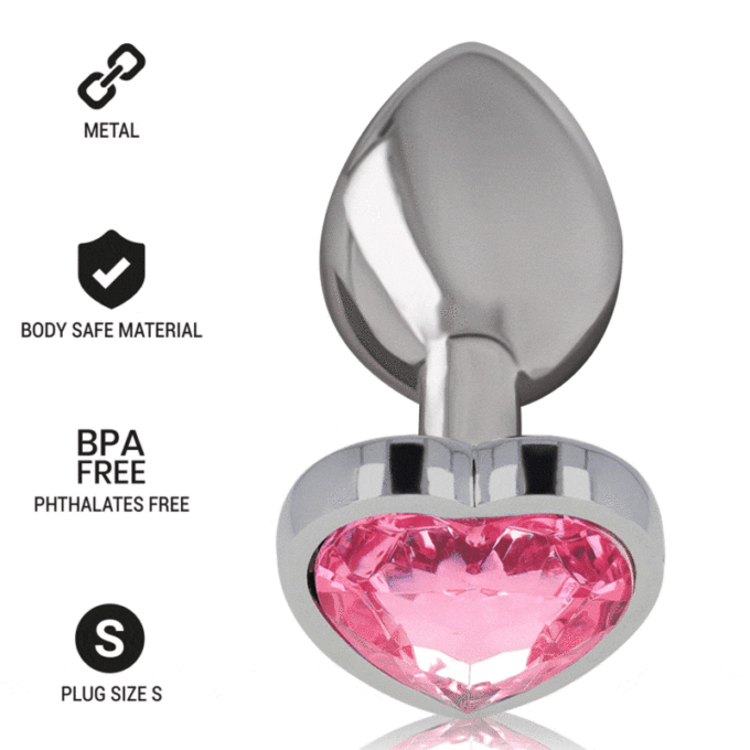 Intense - Aluminum Metal Anal Plug Pink Heart Size S