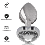 Intense - Anal Plug Metal Aluminum White Heart Size L