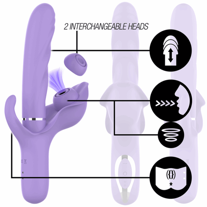 INTENSE - VIBRADOR DE SUCÇÃO MULTIFUNCIONAL BILLIE RECARREGÁVEL COM BOTÃO ROXO