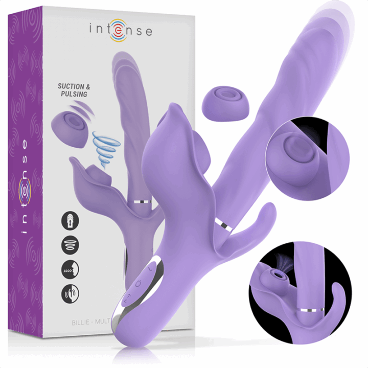 INTENSE - VIBRADOR DE SUCÇÃO MULTIFUNCIONAL BILLIE RECARREGÁVEL COM BOTÃO ROXO