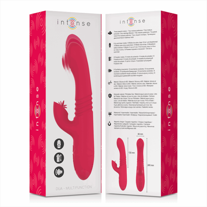 INTENSE - VIBRADOR UP & DOWN RECARREGVEL DUA MULTIFUNO COM LÍNGUA VERMELHA