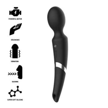 Black&silver - Beck Rechargeable Silicone Massager And Suction Black