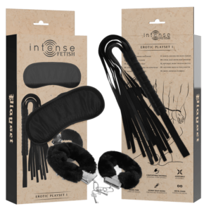 INTENSE - FETISH PLAYSET ERÓTICO 1 COM ALGEMAS, MSCARA CEGA E FLOGGER