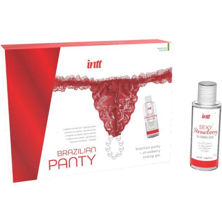 INTT RELEASES - CALÇA VERMELHA BRASILEIRA COM PÉROLAS E GEL LUBRIFICANTE 50 ML