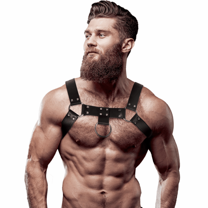 FETISH SUBMISSIVE ATTITUDE - ARNÊS DE PEITO DE COURO ECOLÓGICO MASCULINO