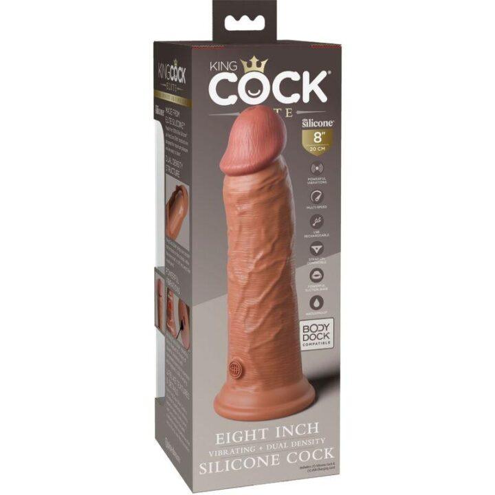 KING COCK - ELITE REALISTIC DILDO VIBRATING & SILICONE 20.3 CM CARAMEL