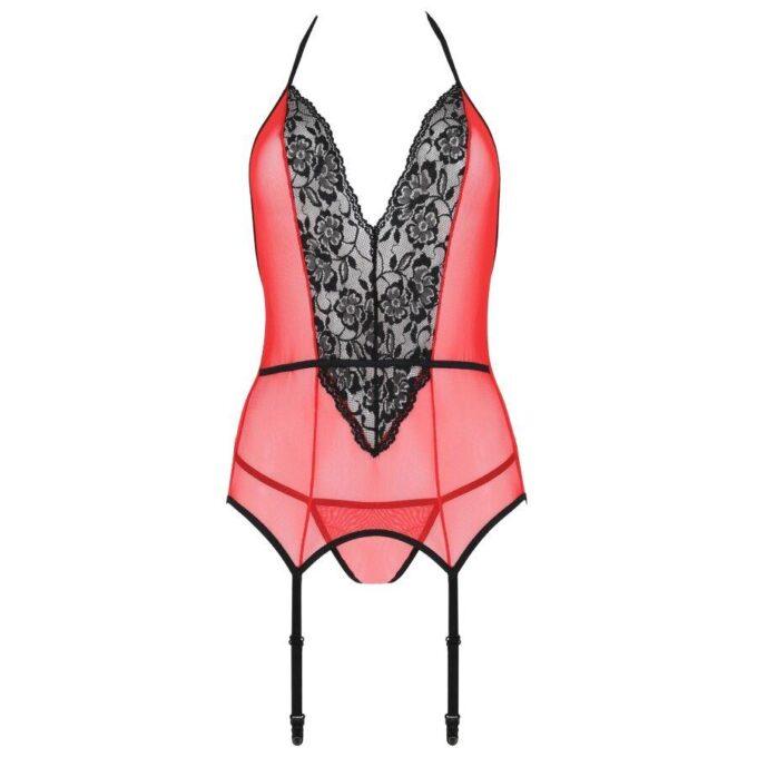 PASSION - PEONIA CORSET LINHA ERÓTICA VERMELHO L/XL