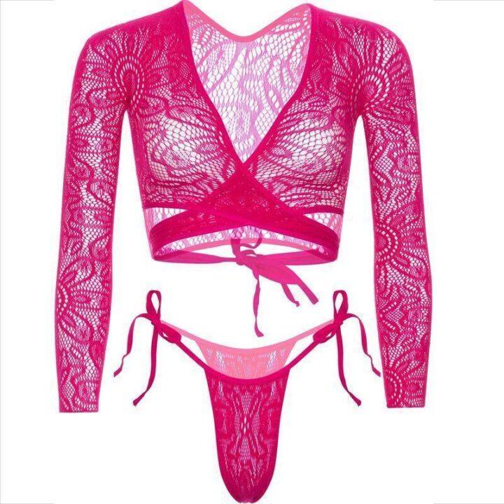 LEG AVENUE - TOP CROP RENDA COM TANGA