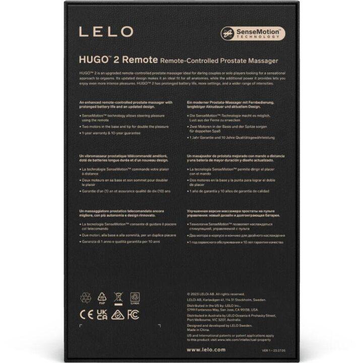 LELO - HUGO 2 MASSAGER DE PRÓSTATA CONTROLE REMOTO PRETO