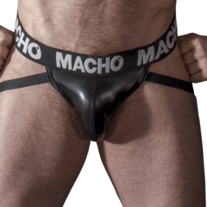 MACHO - MX25NC JOCK COURO PRETO S