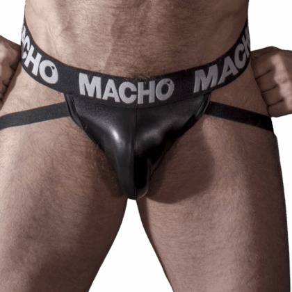 MACHO - MX25NC JOCK COURO PRETO S