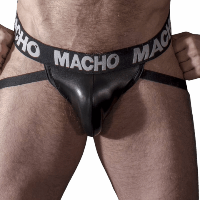 MACHO - MX25NC JOCK COURO PRETO S