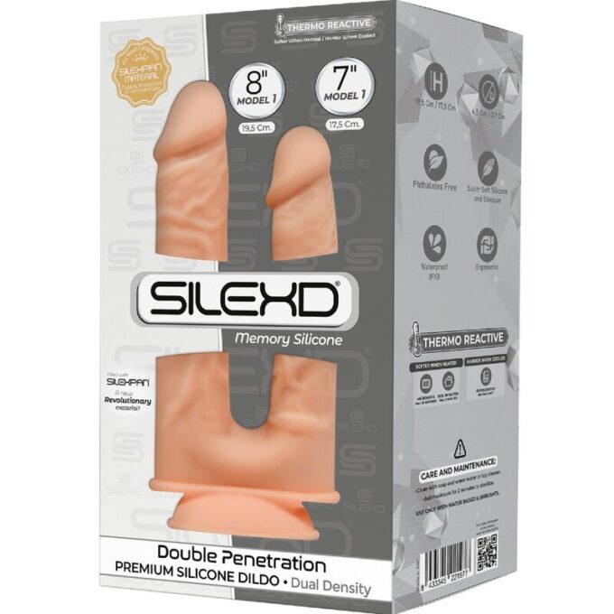 Silexd - Model 1 Realistic Penis Doble Penetracion Premium Silexpan Silicone 17.5 / 19.5 Cm