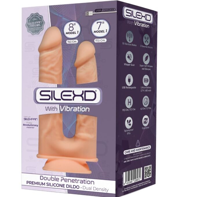 Silexd - Model 1 Realistic Penis Double Penetration Vibrator Premium Silexpan Silicone 17.5 / 19.5 Cm