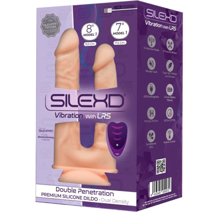 Silexd - Model 1 Realistic Penis Double Penetration Vibrator Premium Silexpan Silicone Remote Control 17.5 / 19.5 Cm