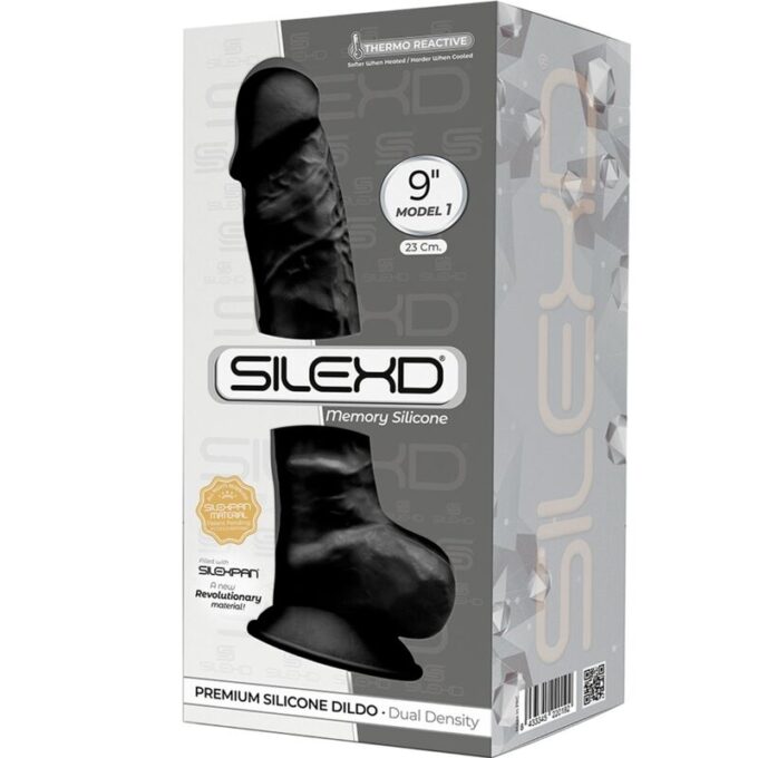 Silexd - Model 1 Realistic Penis Premium Silexpan Silicone Black 23 Cm