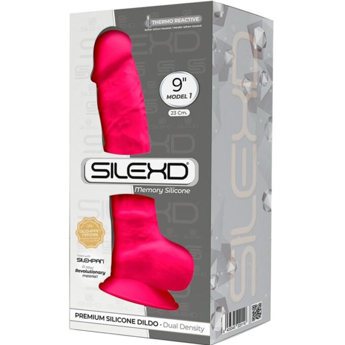 Silexd - Model 1 Realistic Penis Premium Silexpan Silicone Fuchsia 23 Cm