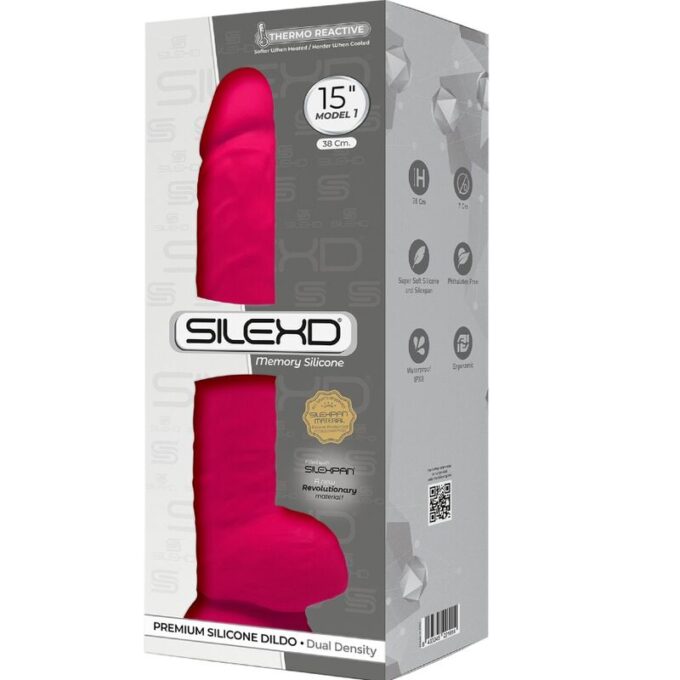 Silexd - Model 1 Realistic Penis Premium Silexpan Silicone Fuchsia 38 Cm