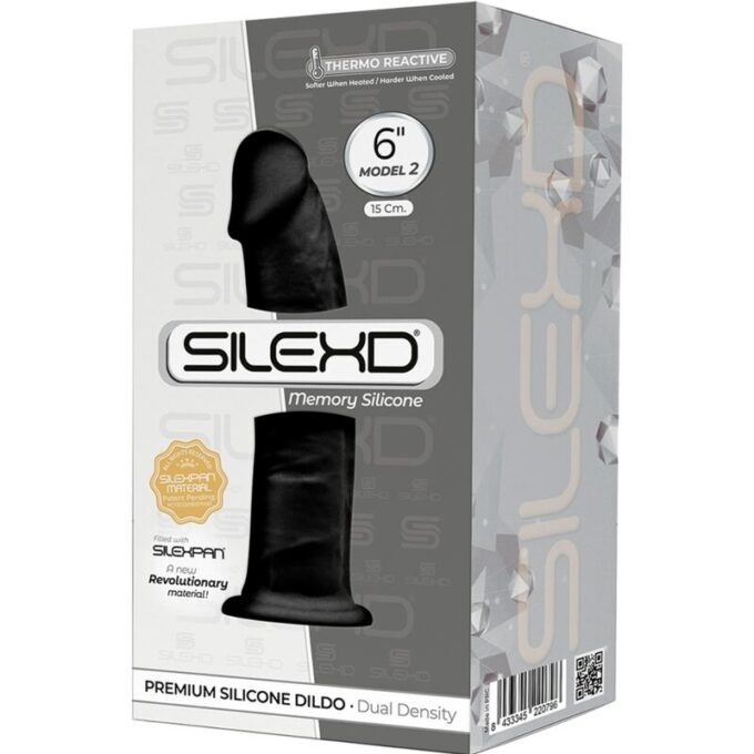 Silexd - Model 2 Realistic Penis Premium Silexpan Silicone Black 15 Cm