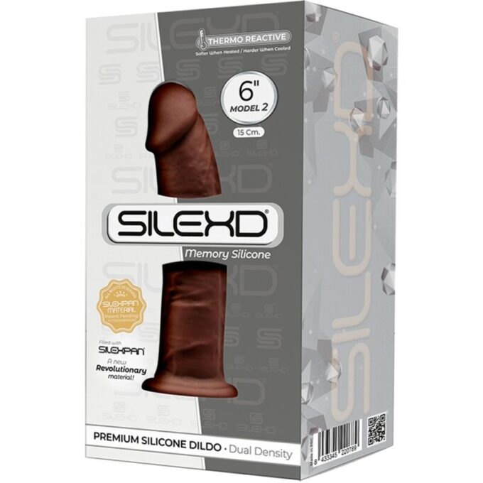 Silexd - Model 2 Realistic Penis Premium Silexpan Silicone Brown 15 Cm