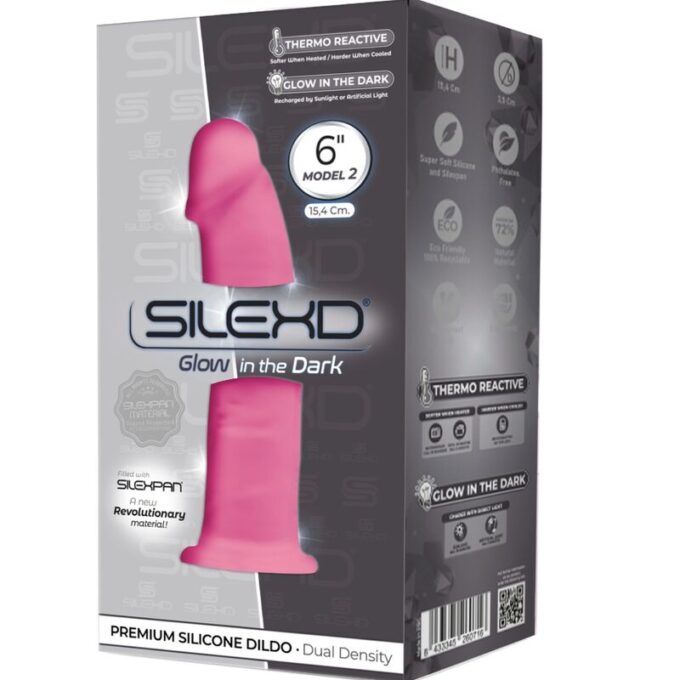 Silexd - Model 2 Realistic Penis Premium Silexpan Silicone Fluorescent Pink 15 Cm