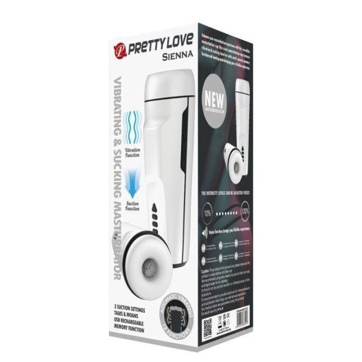 PRETTY LOVE - MASTURBADOR MASCULINO VIBRANTE SIENNA COM VOZ E SUCÇÃO