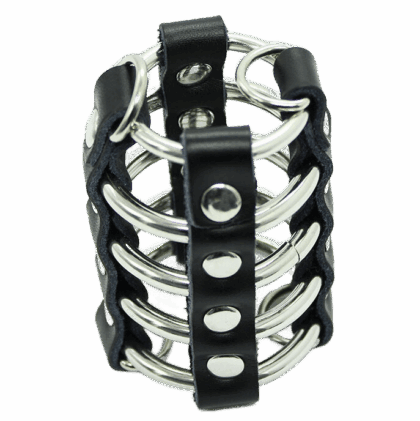 OHMAMA FETISH - GAIOLA PARA PÊNIS COM ANÉIS DE METAL E ALAS DE COURO