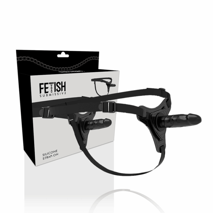 FETISH SUBMISSIVE HARNESS - SILICONE PRETO REALISTA 15 CM