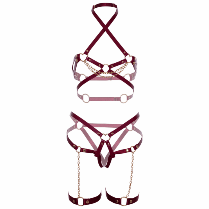 LEG AVENUE - HARNESS BRA & HEART GARTER S