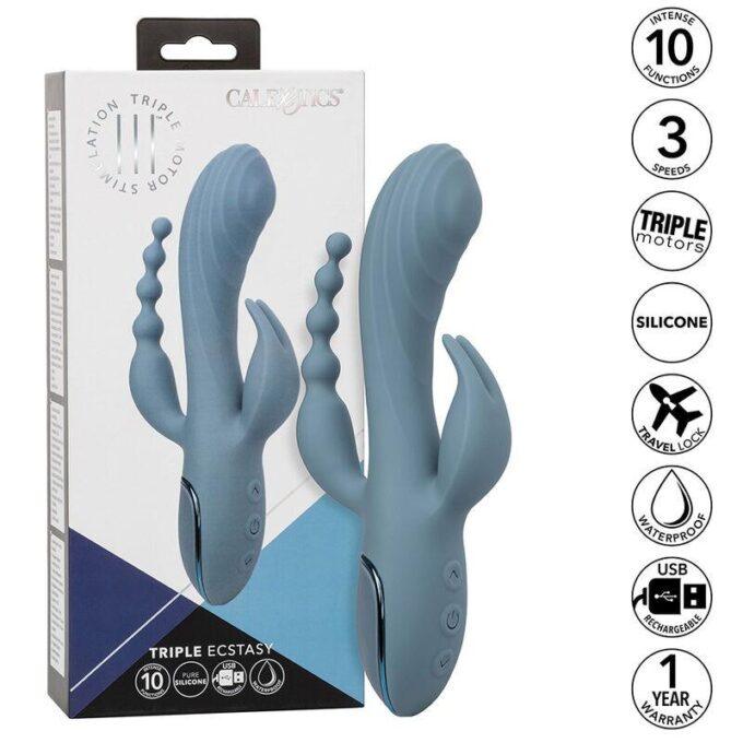 CALEXOTICS - VIBRADOR TRIPLO ECSTASY CINZA