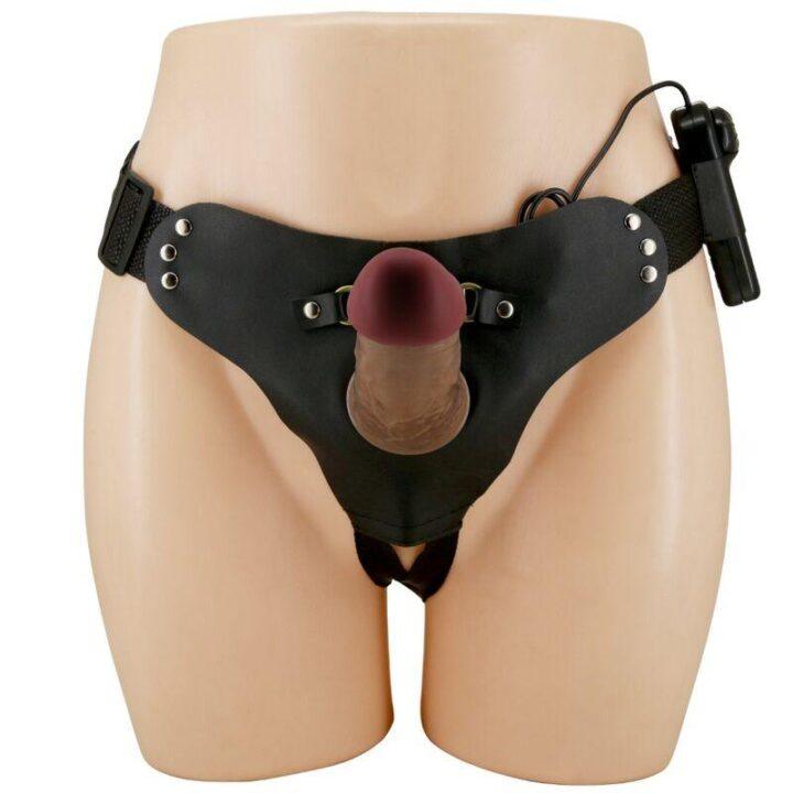 PRETTY LOVE - STARKS CUECAS DE ARNÊS DILDO VIBRAO MULTI-VELOCIDADE 17,5 CM CASTANHO CLARO