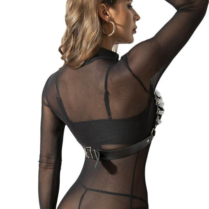 SUBBLIME - HARNESS BRA AND NECKLACE WITH CHAINS ONE SIZE