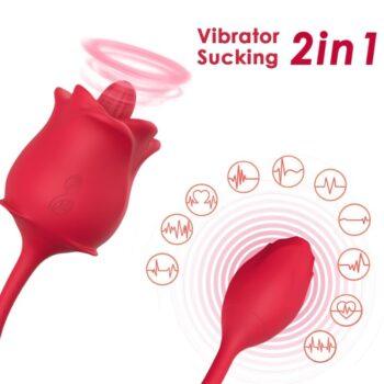 Armony - Rose 2 In 1 Suction Stimulator & Vibrator 10 Modes With Red Tail