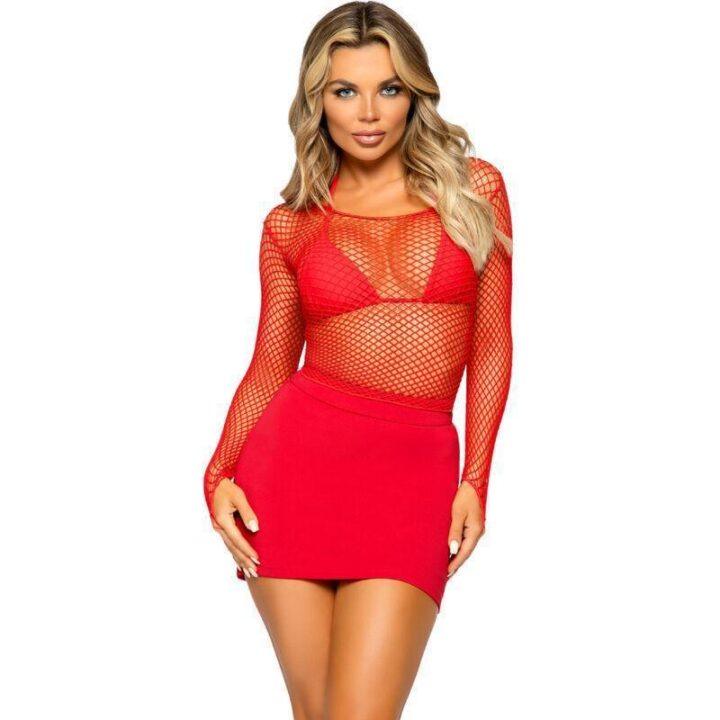 LEG AVENUE - T-SHIRT DE MANGA COMPRIDA VERMELHA