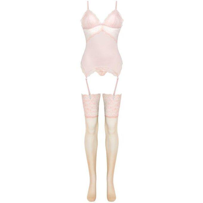 LIVCO CORSETTI FASHION - CONJUNTO PERSINNE PÊSSEGO CORSET + CALCINHA + MEIAS
