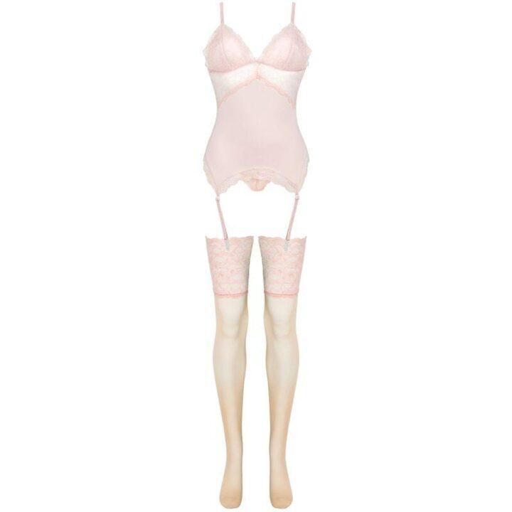 LIVCO CORSETTI FASHION - CONJUNTO PERSINNE PÊSSEGO CORSET + CALCINHA + MEIAS