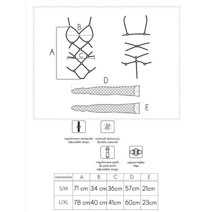 LIVCO CORSETTI FASHION - THIARA LC 20213 CONJUNTO CORPO + MEIAS PRETAS L/XL