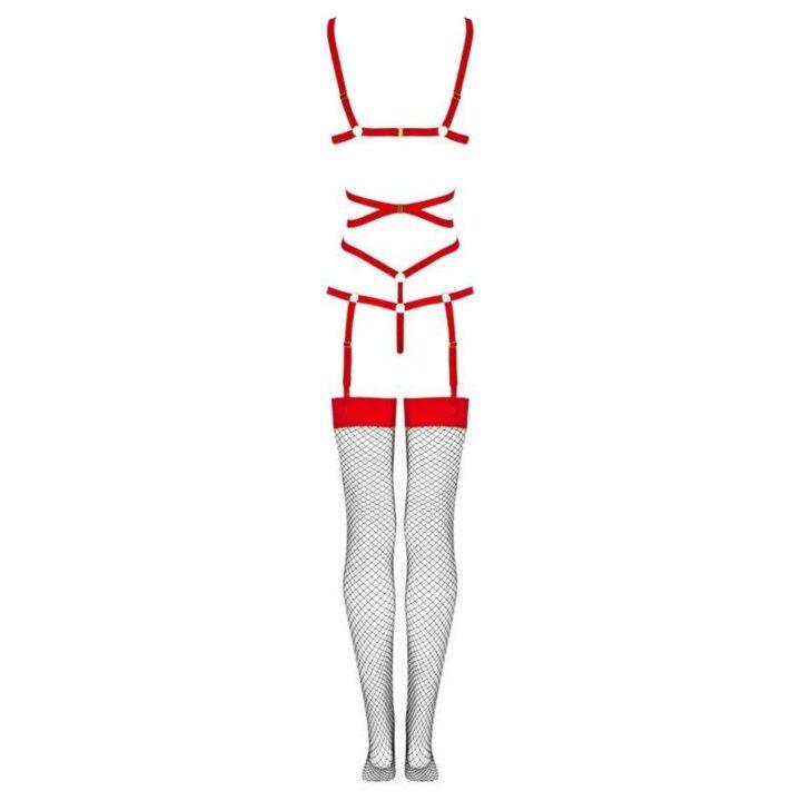 LIVCO CORSETTI FASHION - THIARA LC 20213 CONJUNTO CORPO + MEIAS VERMELHA L/XL